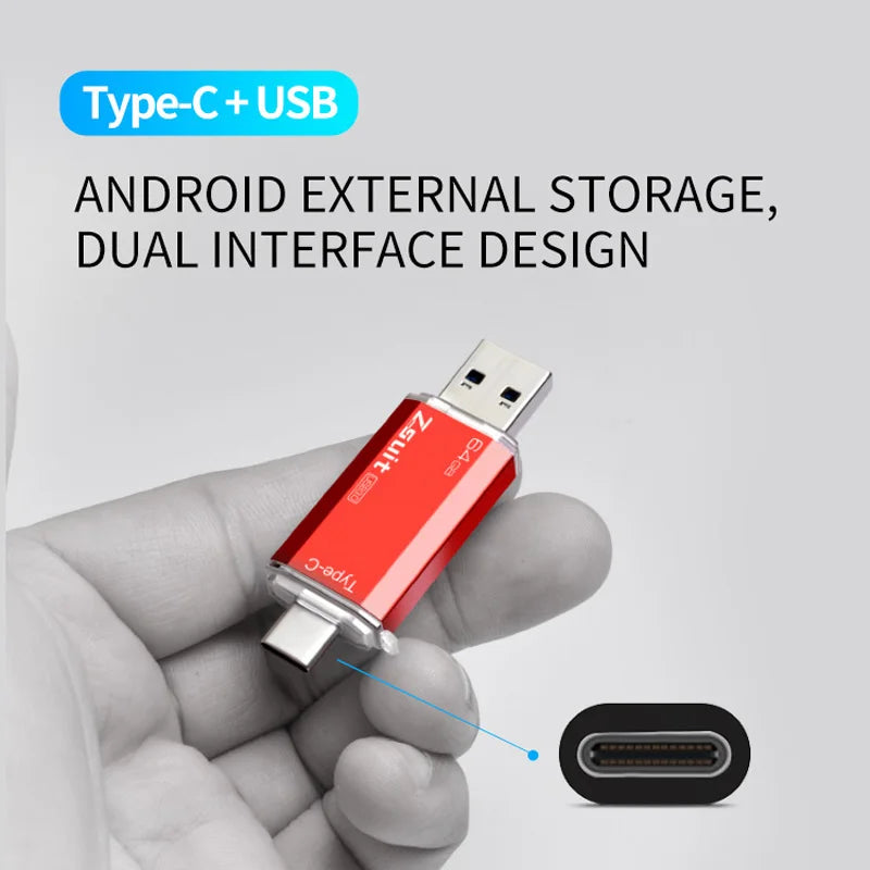Z-SUIT 2-in-1 USB Type-C & USB 3.0 Metal Flash Drive 128GB