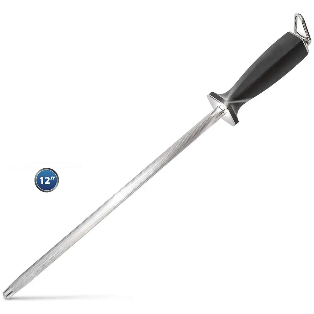 LMETJMA 12-Inch Diamond Honing Rod | Kitchen Knife Sharpener Knife Honing Rod PRIMED L