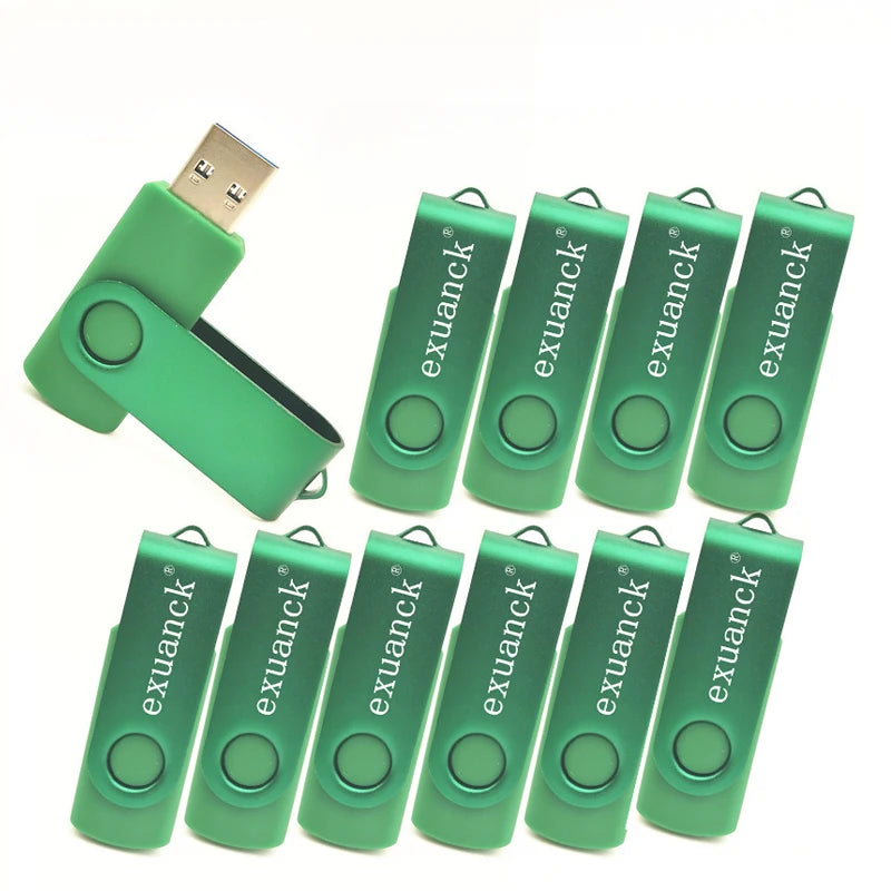 10-Pack Custom Logo Metal Swivel USB Flash Drive 16–128GB USB Flash Drive PRIMED Dark Green-J1 USB 3.0-128GB