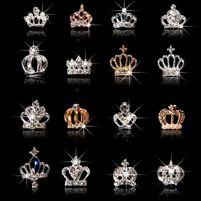 3D Crown Nail Charms – Crystal Rhinestone Jewelry 10pcs Nail Art Charms PRIMED