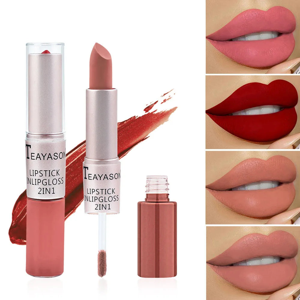 TEAYASON 2-in-1 Matte Liquid Lipstick & Lip Gloss – 12 Colors