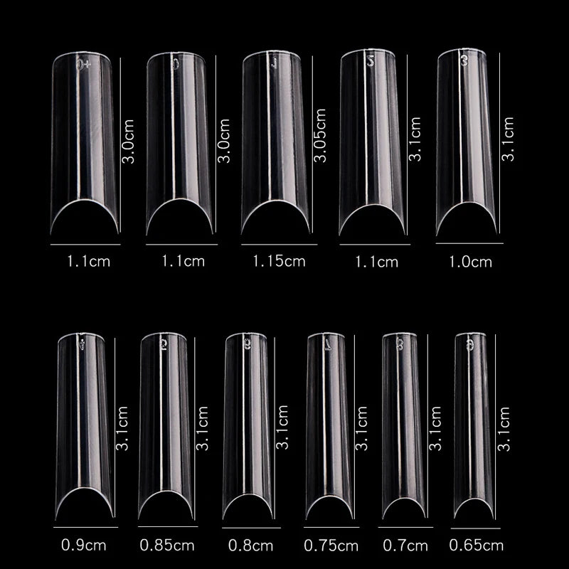 500pcs XL C Curve False Nail Tips – Clear Full Cover Acrylic