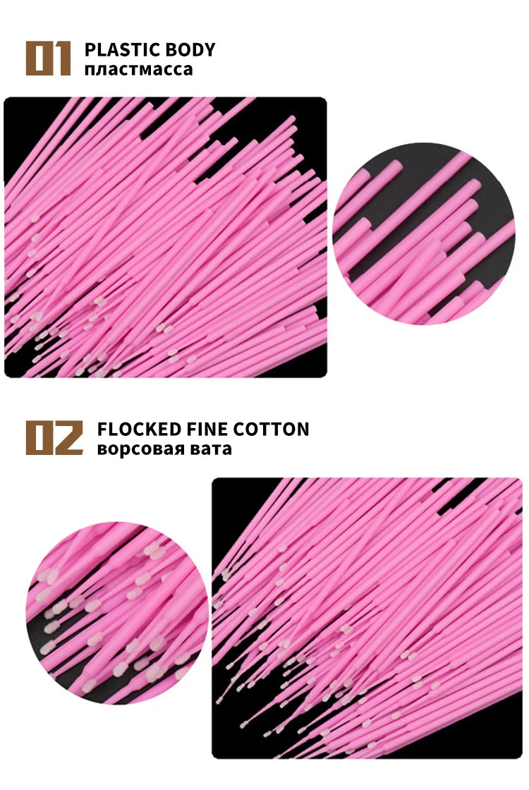 Micro Disposable Eyelash Applicator Brushes – 50/100 Pack Makeup Applicator Brushes PRIMED