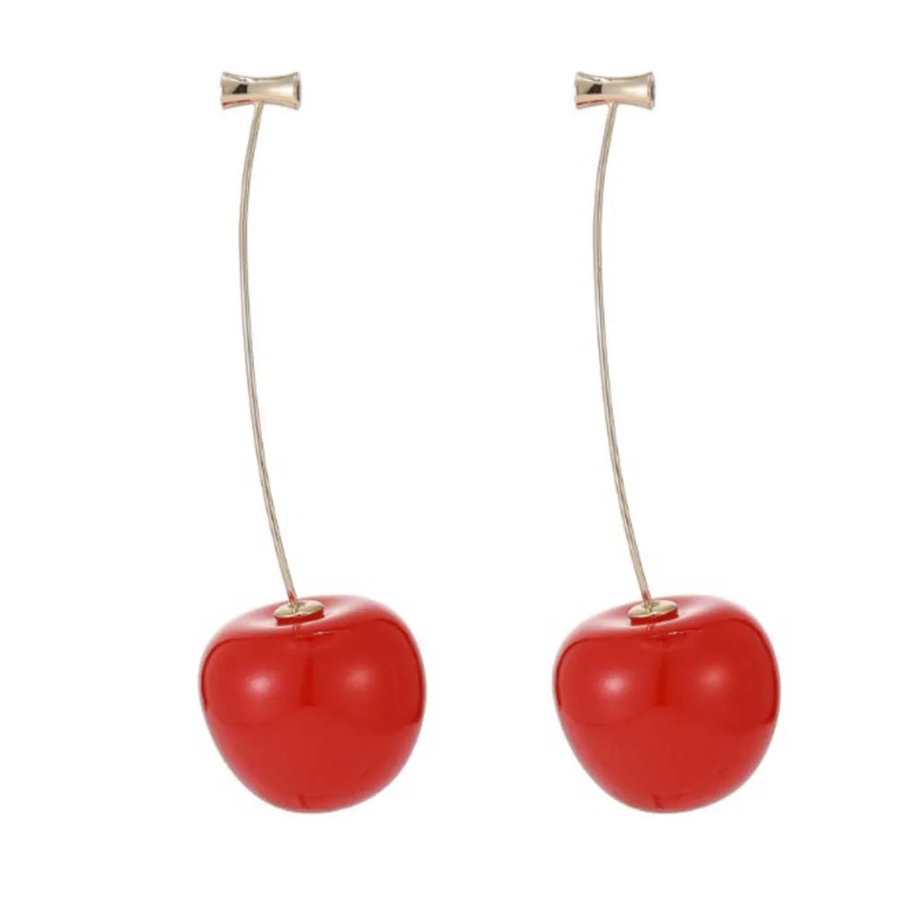 Sweet Cherry Dangle Drop Earrings – Fashion Fruit Jewelry Dangle Earrings PRIMED RED