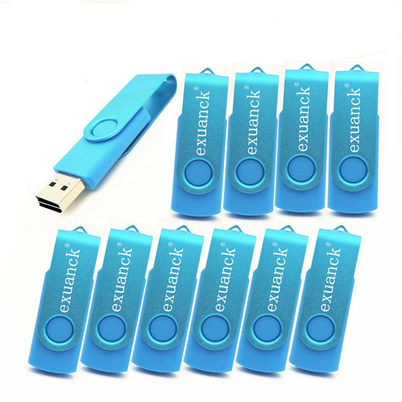 10-Pack Custom Logo Metal Swivel USB Flash Drive 16–128GB USB Flash Drive PRIMED Sky Blue-J1 USB 3.0-128GB