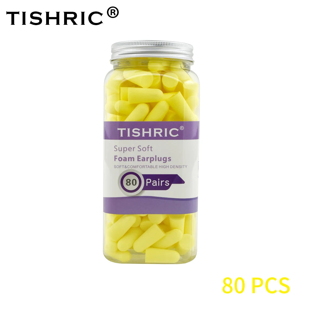 TISHRIC 80 Pairs Memory Foam Earplugs – 35.5dB Noise Blocking