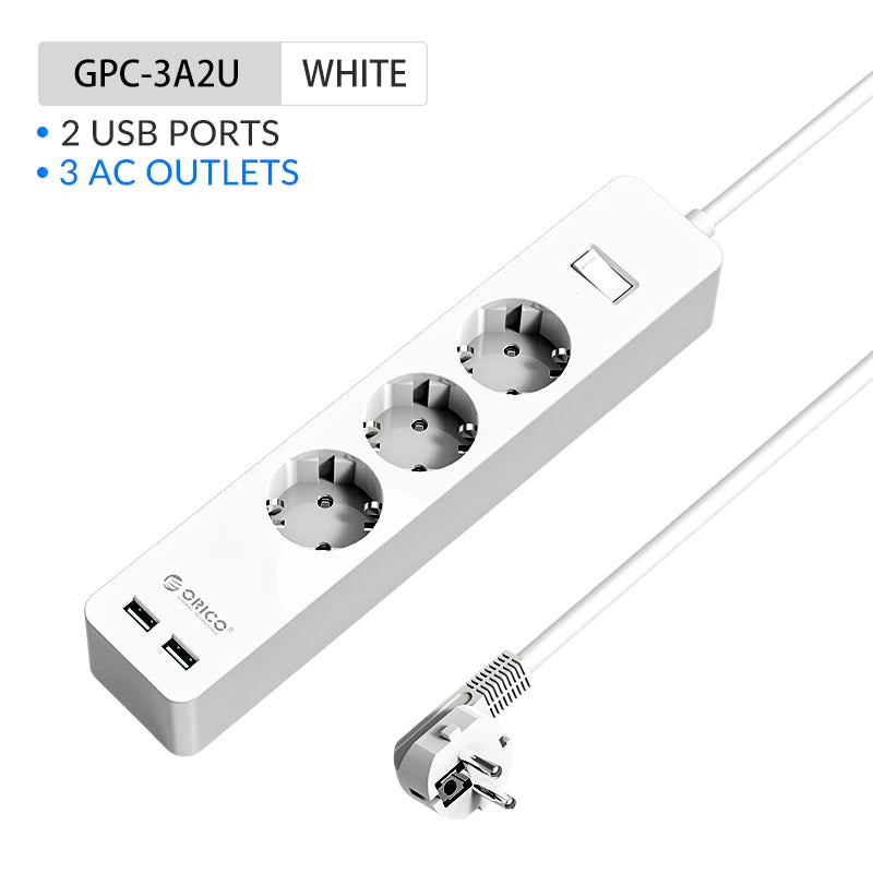 ORICO Power Strip 3/5 AC + 2 USB Surge Protector EU Plug Surge Protector Strip PRIMED 3AC 2USB White EU Plug Russian Federation