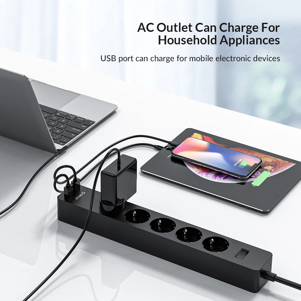 ORICO Power Strip 3/5 AC + 2 USB Surge Protector EU Plug Surge Protector Strip PRIMED