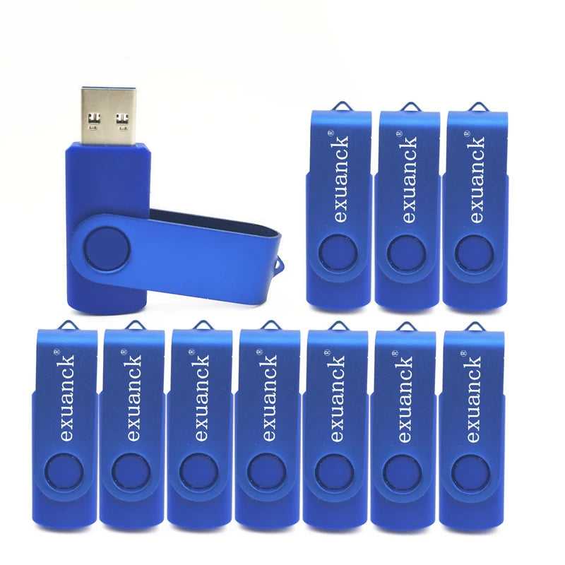 10-Pack Custom Logo Metal Swivel USB Flash Drive 16–128GB USB Flash Drive PRIMED Blue-J1 USB 3.0-128GB