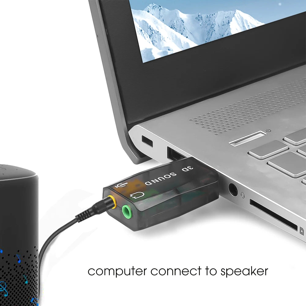 USB 5.1 External Sound Card Adapter – 3.5mm Audio & Mic Jack USB Audio Adapter PRIMED
