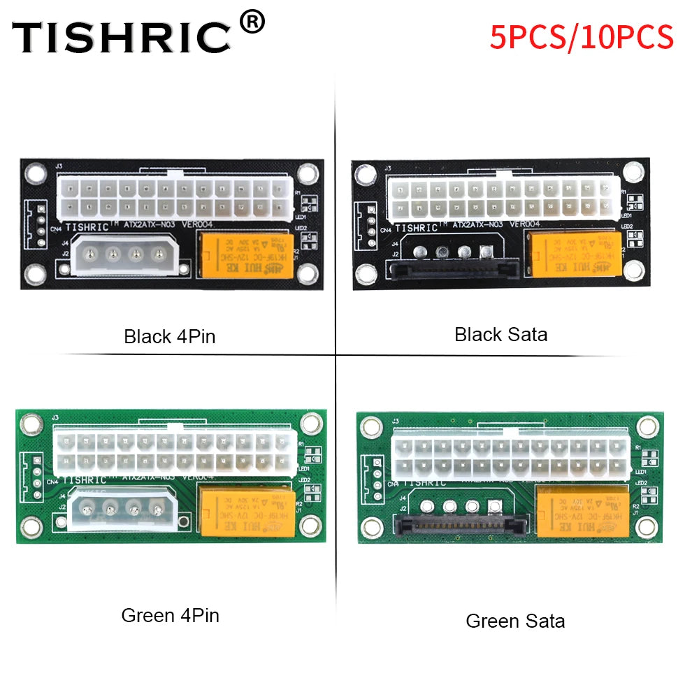 TISHRIC Add2PSU Dual PSU Synchronizer ATX 24-Pin SATA Molex PSU Synchronizer Adapter PRIMED