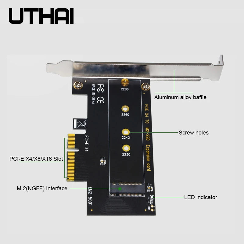 UTHAI T17 M.2 NVMe to PCIe 3.0 x4 SSD Adapter Card