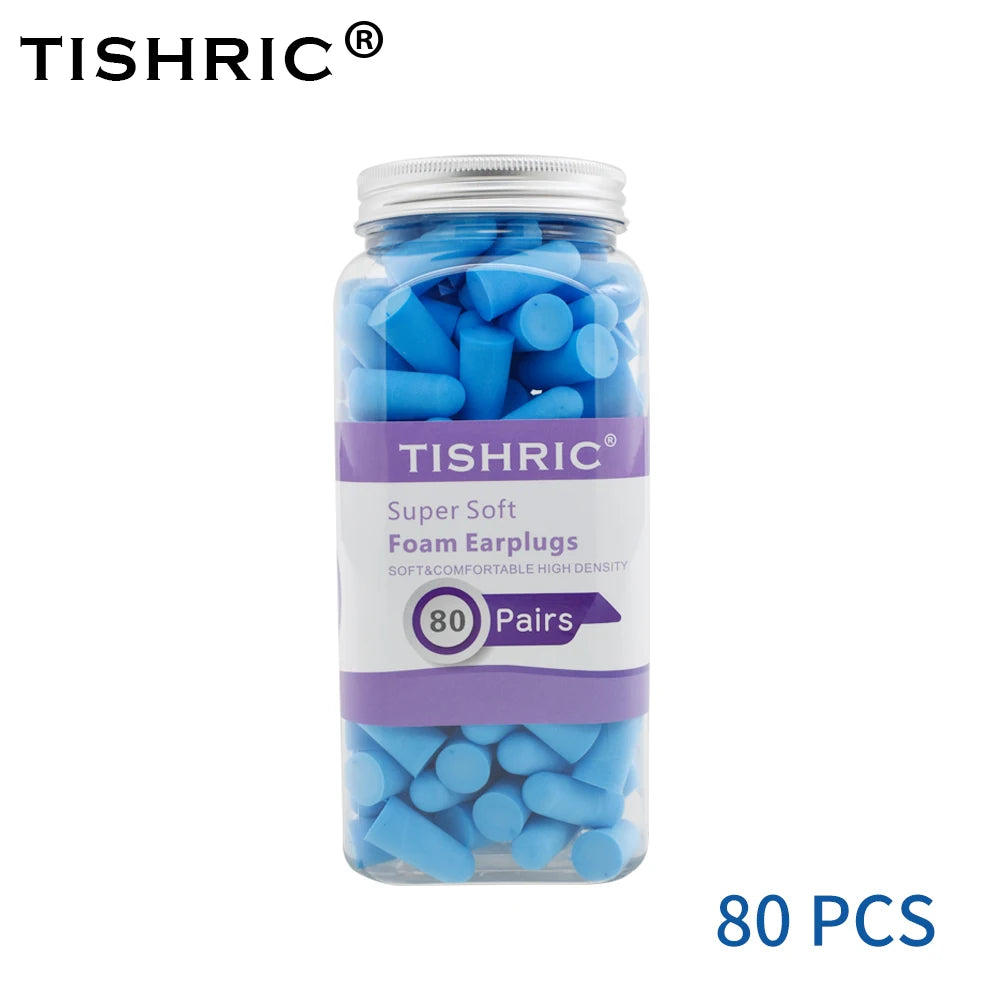 TISHRIC 80 Pairs Memory Foam Earplugs – 35.5dB Noise Blocking