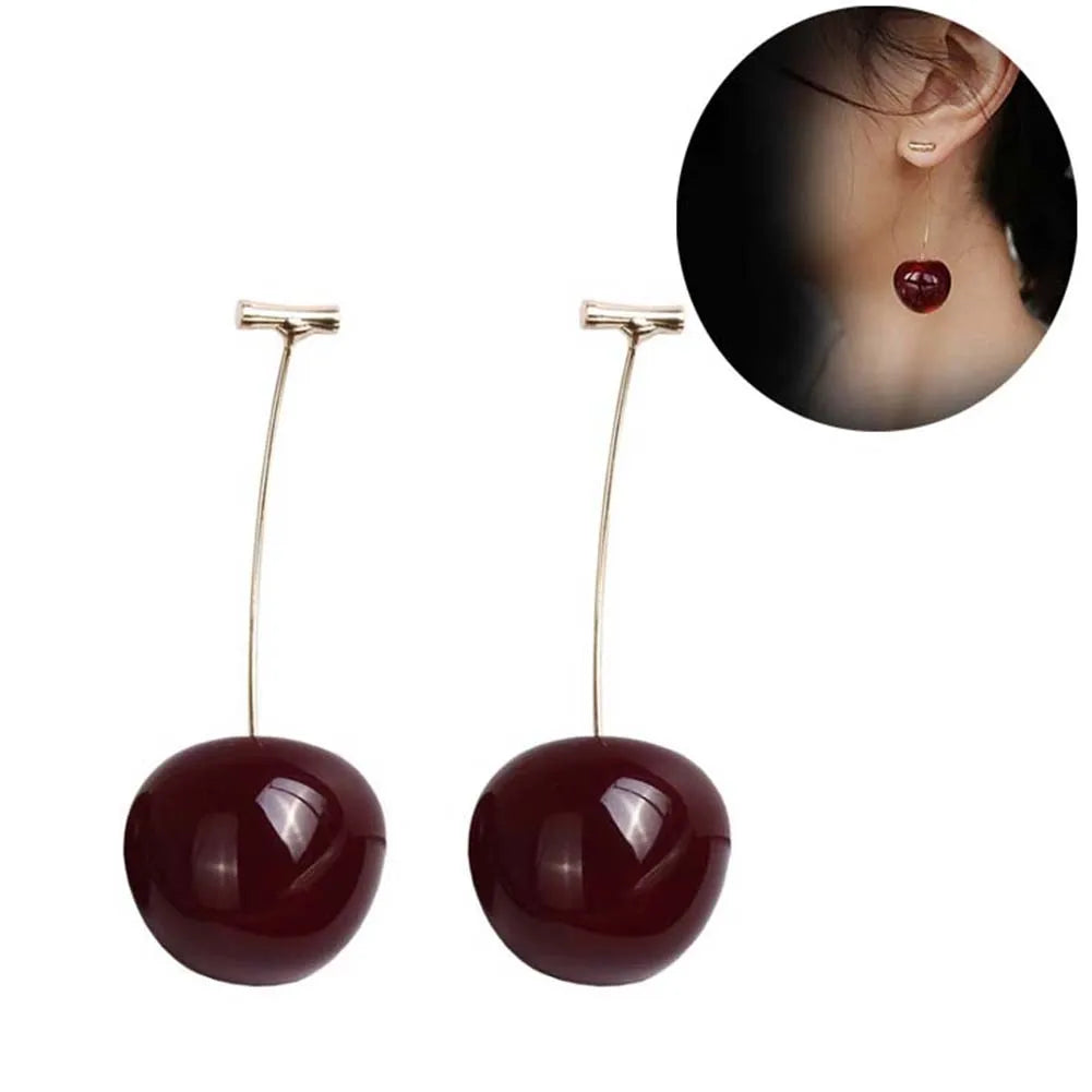 Sweet Cherry Dangle Drop Earrings – Fashion Fruit Jewelry Dangle Earrings PRIMED