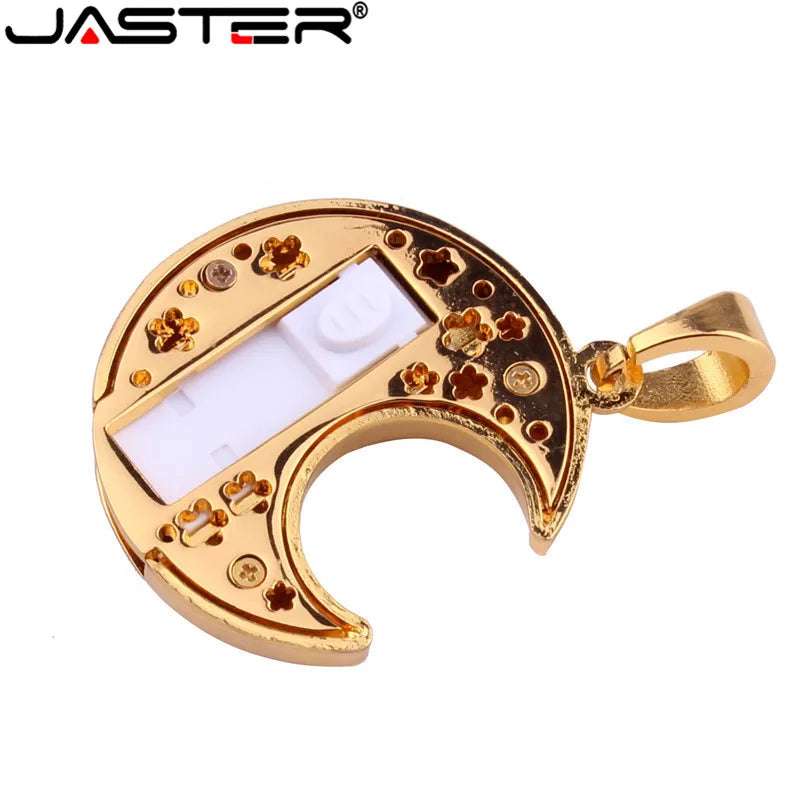 JASTER Crystal Moon USB Flash Drive Necklace Pendant 8–64GB USB Flash Drive PRIMED