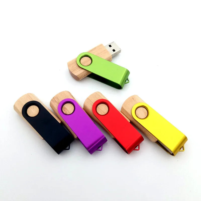 10-Pack Custom Logo Wood & Metal USB Flash Drives 16–128GB USB Flash Drive PRIMED