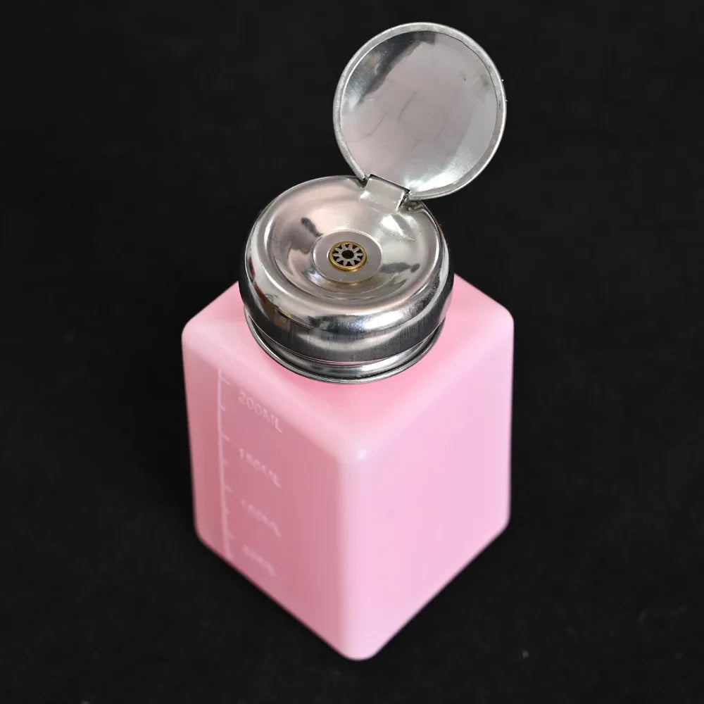 200ml Push-Down Pump Dispenser Bottle – Nail Polish Remover Nail Pump Dispenser PRIMED Pink