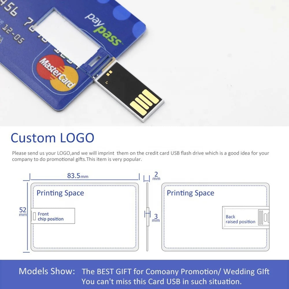 50-Pack Custom Logo Credit Card USB Flash Drives | USB 2.0 USB Flash Drive PRIMED
