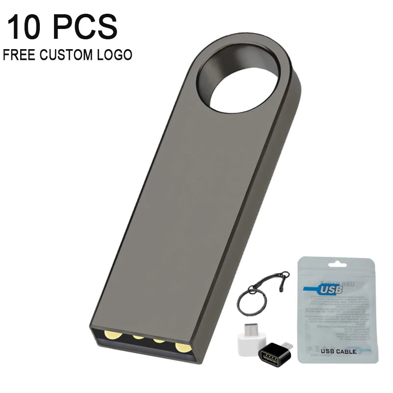 10-Pack Metal USB Flash Drives 1GB–128GB | Free Custom Logo USB Flash Drive PRIMED Black-10PCS 2GBX10PCS China Mainland