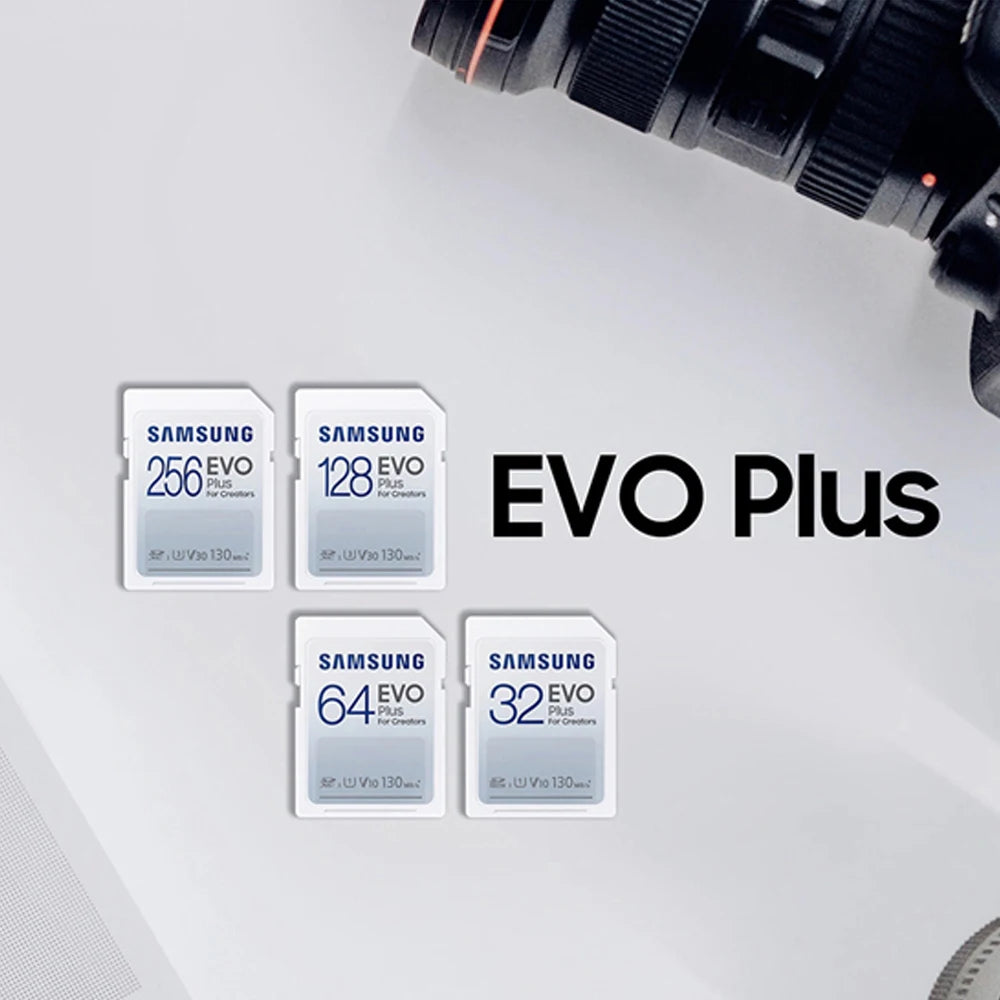 Samsung EVO Plus SD Card 32GB–256GB | Up to 130MB/s Flash Memory Card PRIMED