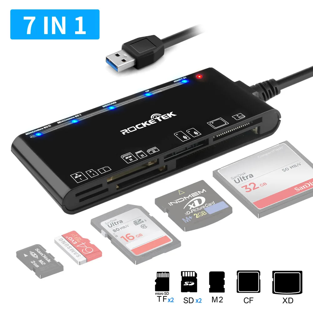 UTHAI CR7 USB 3.0 7-in-1 Card Reader – CF SD TF XD MS USB Card Reader PRIMED 7 in 1