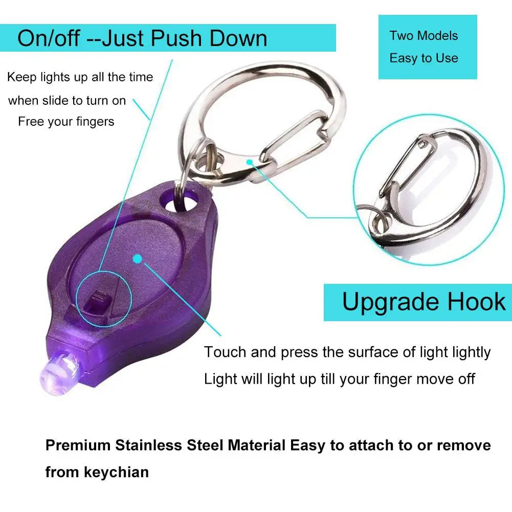 UV LED Keychain Flashlight – Mini Currency Detector Light LED Keychain Flashlight PRIMED