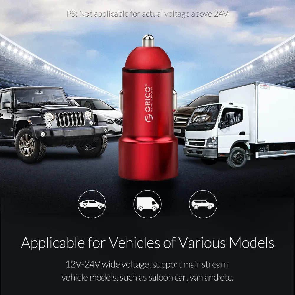 ORICO Dual USB Car Charger 12W 2-Port Cigarette Lighter Adapter USB Car Charger PRIMED