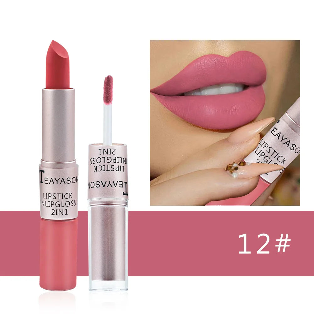 TEAYASON 2-in-1 Matte Liquid Lipstick & Lip Gloss – 12 Colors