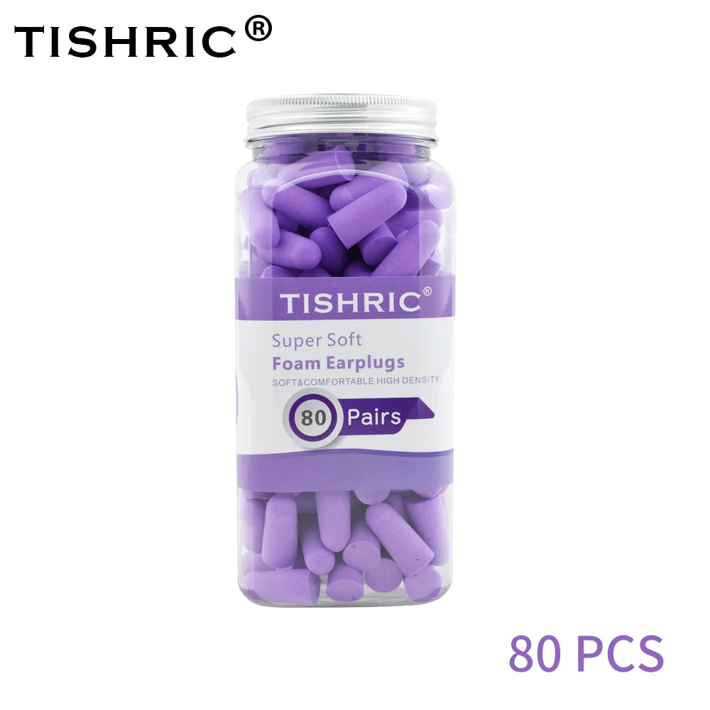 TISHRIC 80 Pairs Memory Foam Earplugs – 35.5dB Noise Blocking