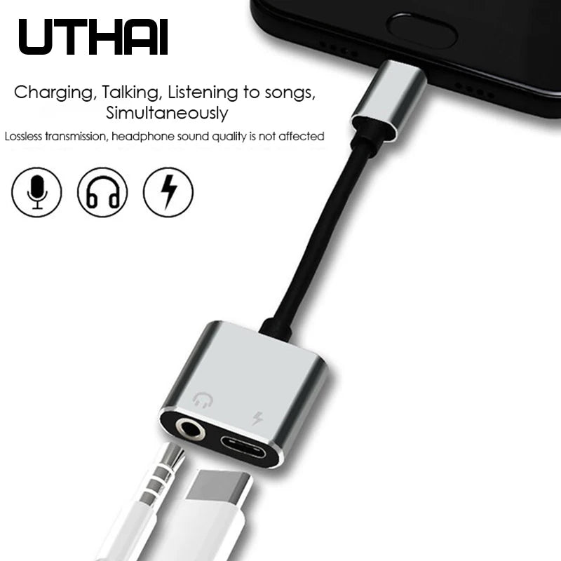UTHAI T11 USB-C to 3.5mm Audio & Charging Adapter 2-in-1