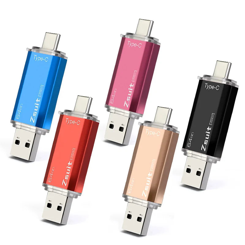 Z-SUIT 2-in-1 USB Type-C & USB 3.0 Metal Flash Drive 128GB