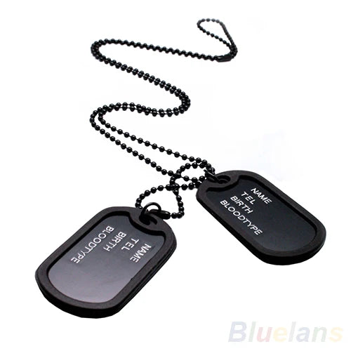 Military Double Dog Tag Necklace – Black Stainless Steel Chain Dog Tag Necklace PRIMED