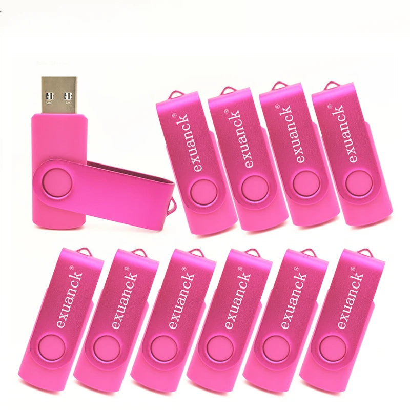10-Pack Custom Logo Metal Swivel USB Flash Drive 16–128GB USB Flash Drive PRIMED Pink-J1 USB 3.0-128GB