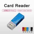 Ceamere 4-in-1 USB 2.0 Aluminum Card Reader – TF SD M2 MS USB Card Reader PRIMED 100PCS