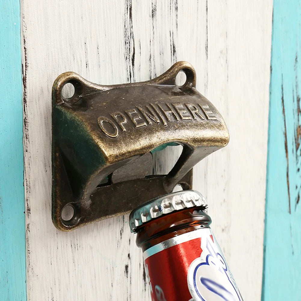 Vintage Bronze Wall-Mounted Zinc Alloy Bottle Cap Opener Wall Bottle Opener PRIMED