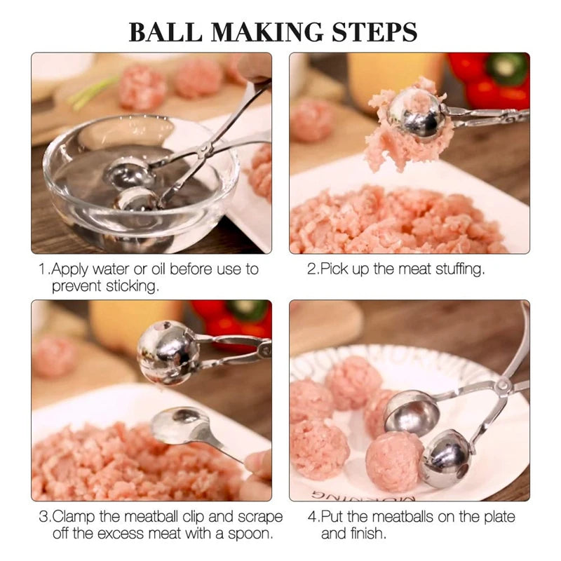 Stainless Steel Meatball Maker – Non-Stick Fish & Meat Baller Meatball Maker Tool PRIMED