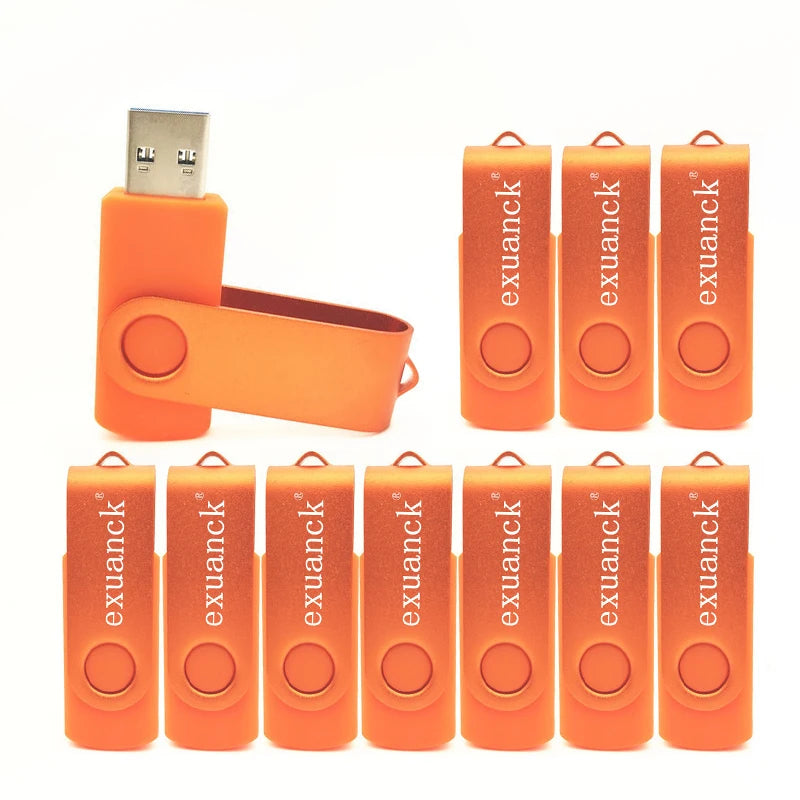 10-Pack Custom Logo Metal Swivel USB Flash Drive 16–128GB USB Flash Drive PRIMED Orange-J1 USB 3.0-128GB