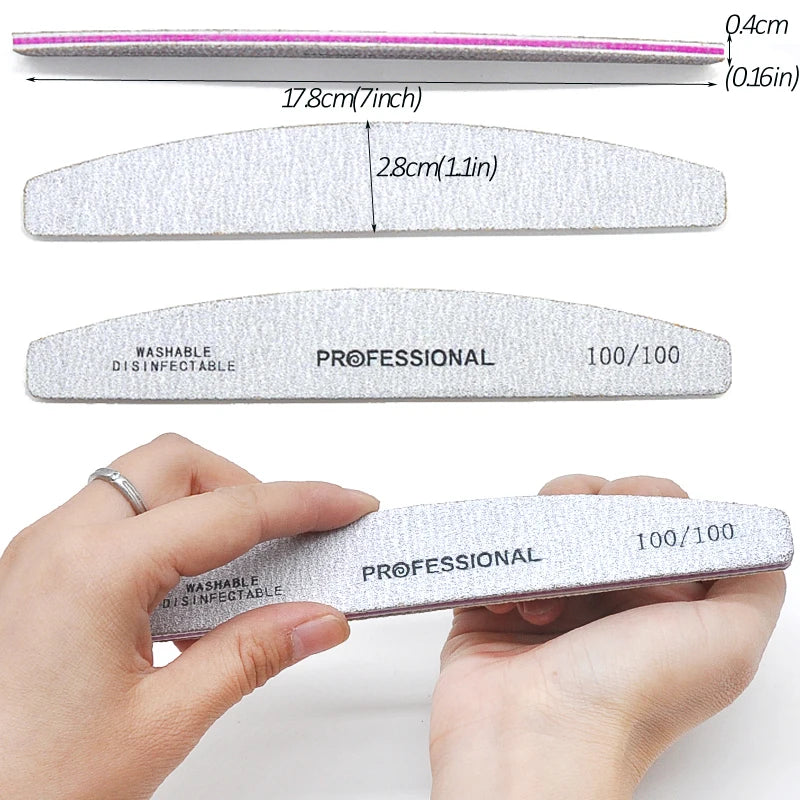 JEARLYU Washable Nail Files 25/50 Pack – 100 to 180 Grit Nail Files Set PRIMED