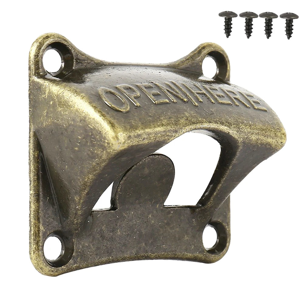 Vintage Bronze Wall-Mounted Zinc Alloy Bottle Cap Opener Wall Bottle Opener PRIMED