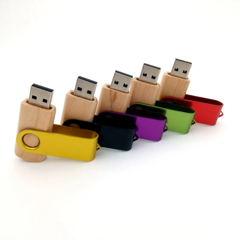 10-Pack Custom Logo Wood & Metal USB Flash Drives 16–128GB USB Flash Drive PRIMED
