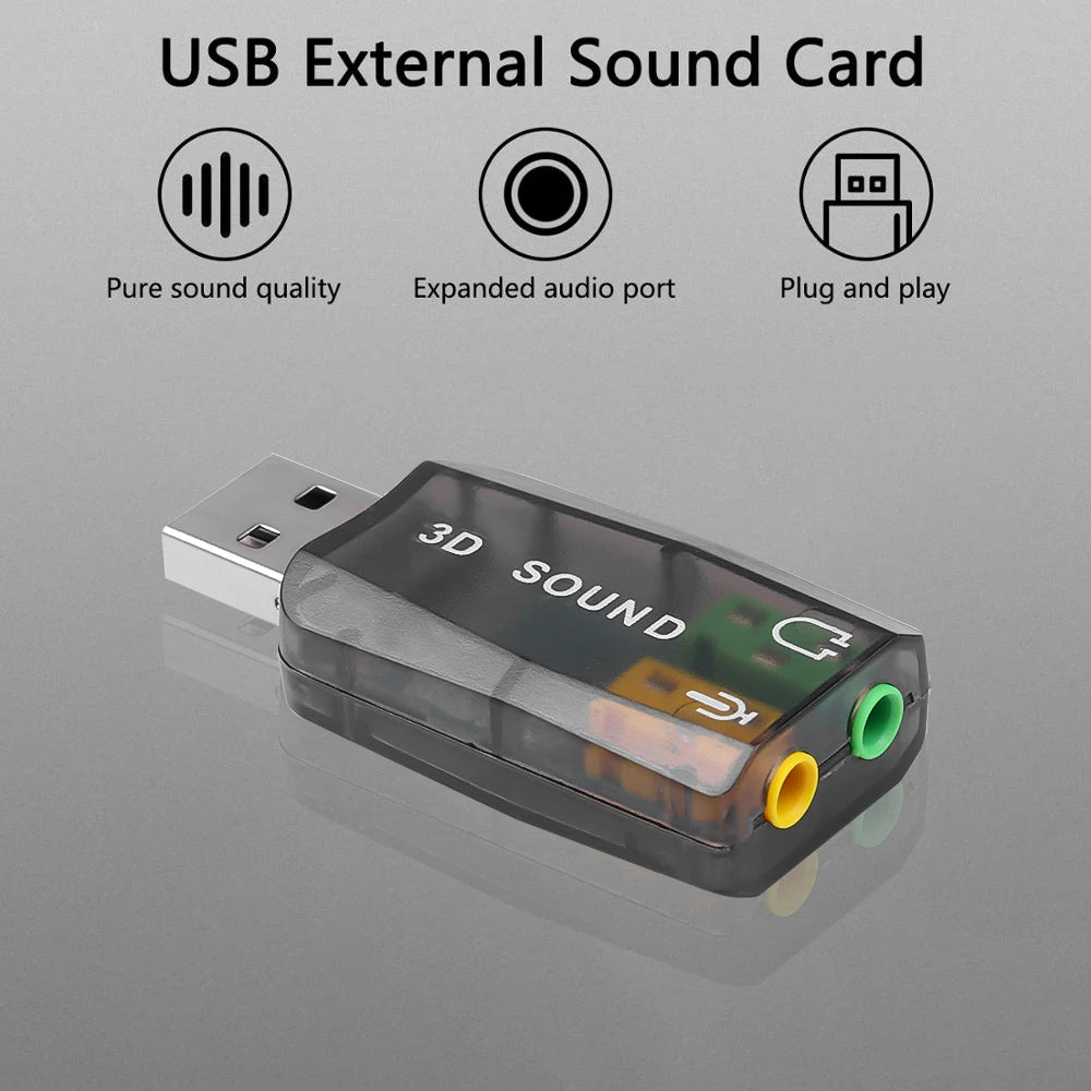USB 5.1 External Sound Card Adapter – 3.5mm Audio & Mic Jack USB Audio Adapter PRIMED