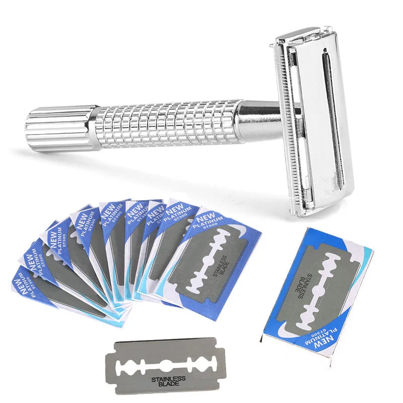 Double Edge Safety Razor for Men – Stainless Steel + 10 Blades