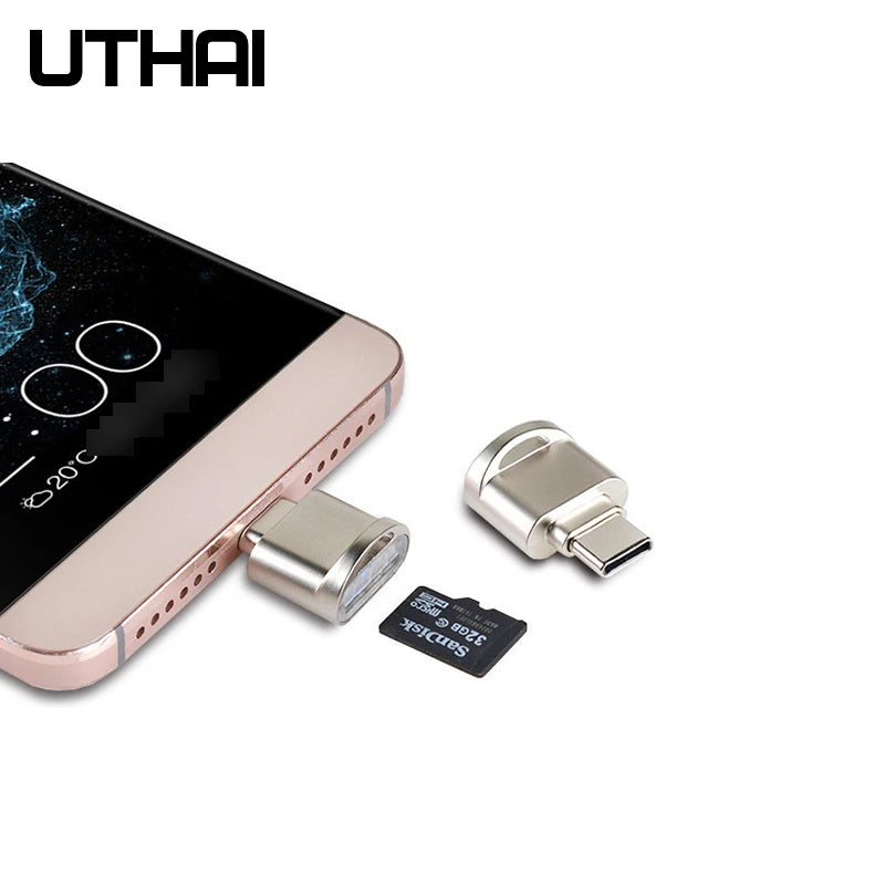 UTHAI C09 USB-C Micro SD TF Card Reader for MacBook & Phone USB-C Card Reader PRIMED