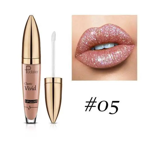 Pudaier Glitter Lip Gloss – Diamond Shimmer Metallic Lipstick