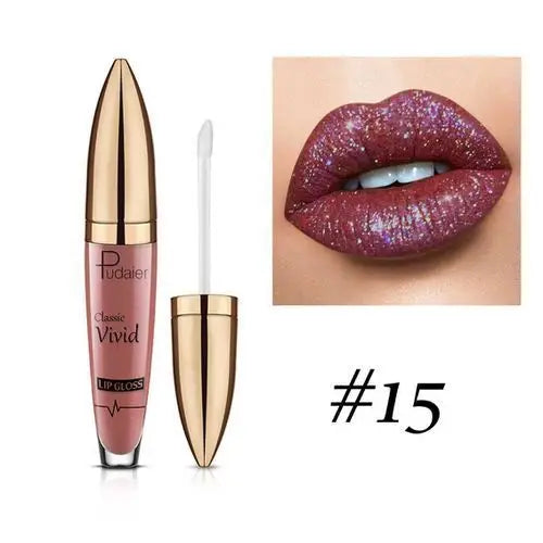 Pudaier Glitter Lip Gloss – Diamond Shimmer Metallic Lipstick