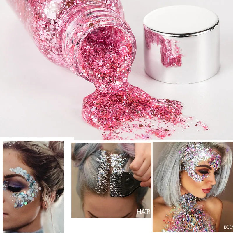 HANDAIYAN Body Face Glitter Gel – Festival & Party Sequins Body Glitter Gel PRIMED