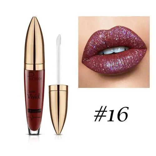 Pudaier Glitter Lip Gloss – Diamond Shimmer Metallic Lipstick
