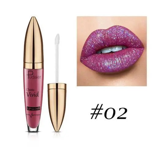 Pudaier Glitter Lip Gloss – Diamond Shimmer Metallic Lipstick