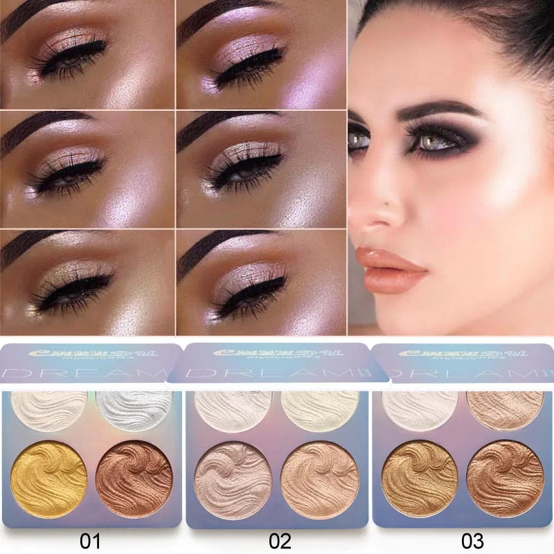 Cmaadu Chameleon Shimmer Highlighter Palette – 4 Colors Highlighter Palette PRIMED