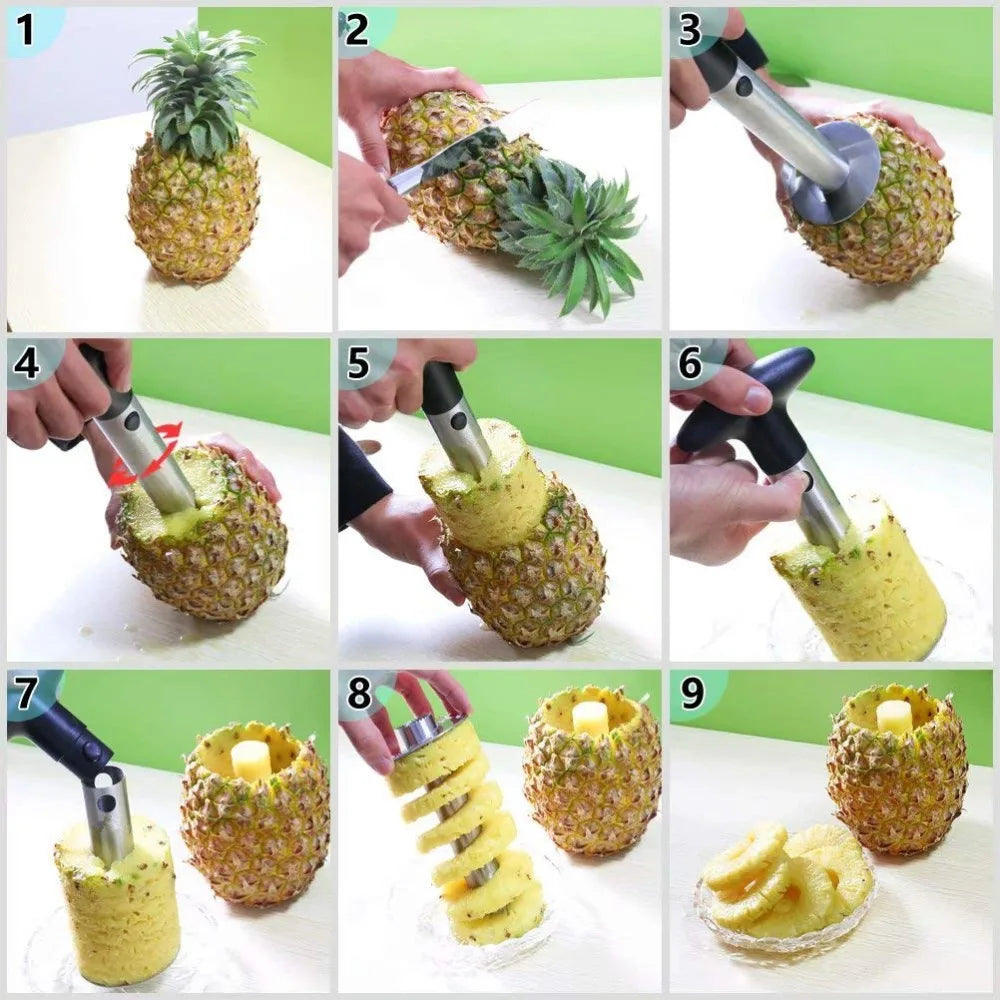 LMETJMA Stainless Steel Pineapple Corer Slicer & Peeler Pineapple Corer Slicer PRIMED